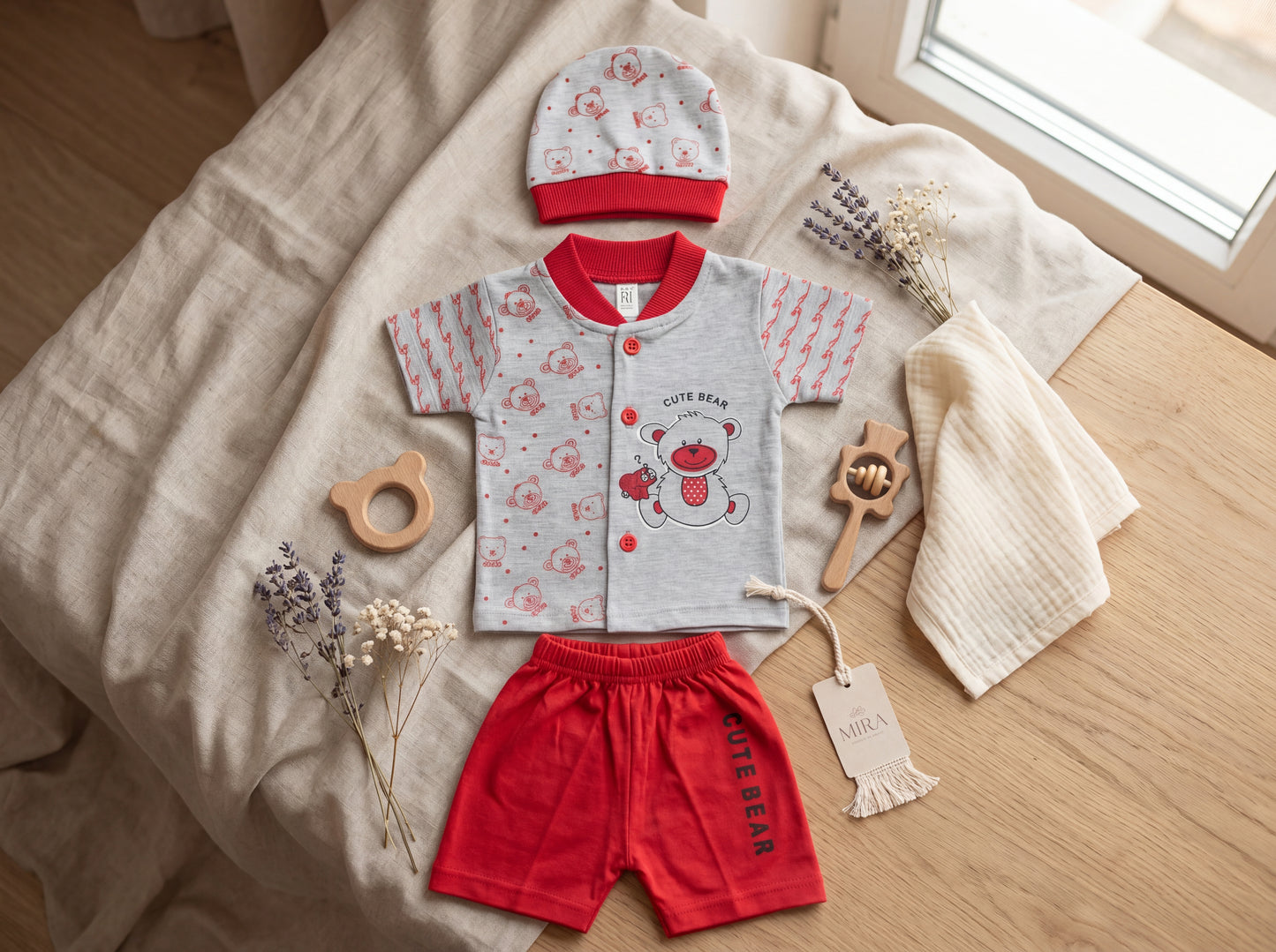 Cute Bear 3-Piece Summer Outfit Set
