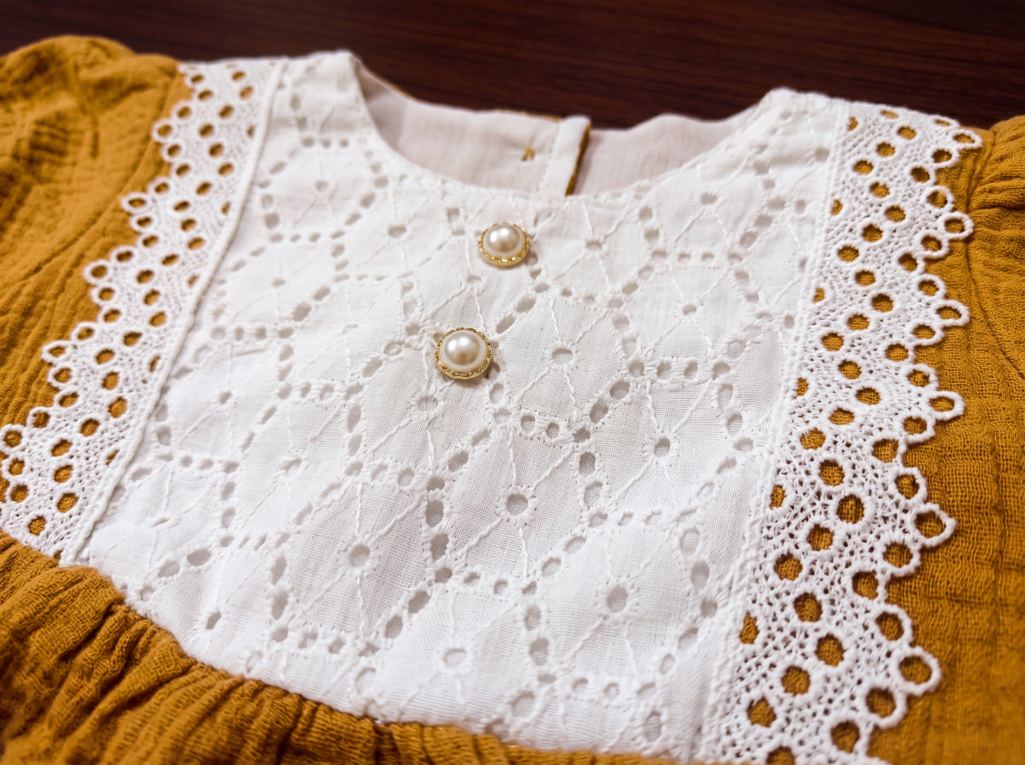Schiffli Lace Muslin Co-Ord Set for Baby Girls