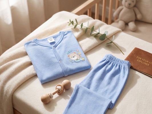 Little Sailor: Cozy Blue 2-Piece Baby Outfit