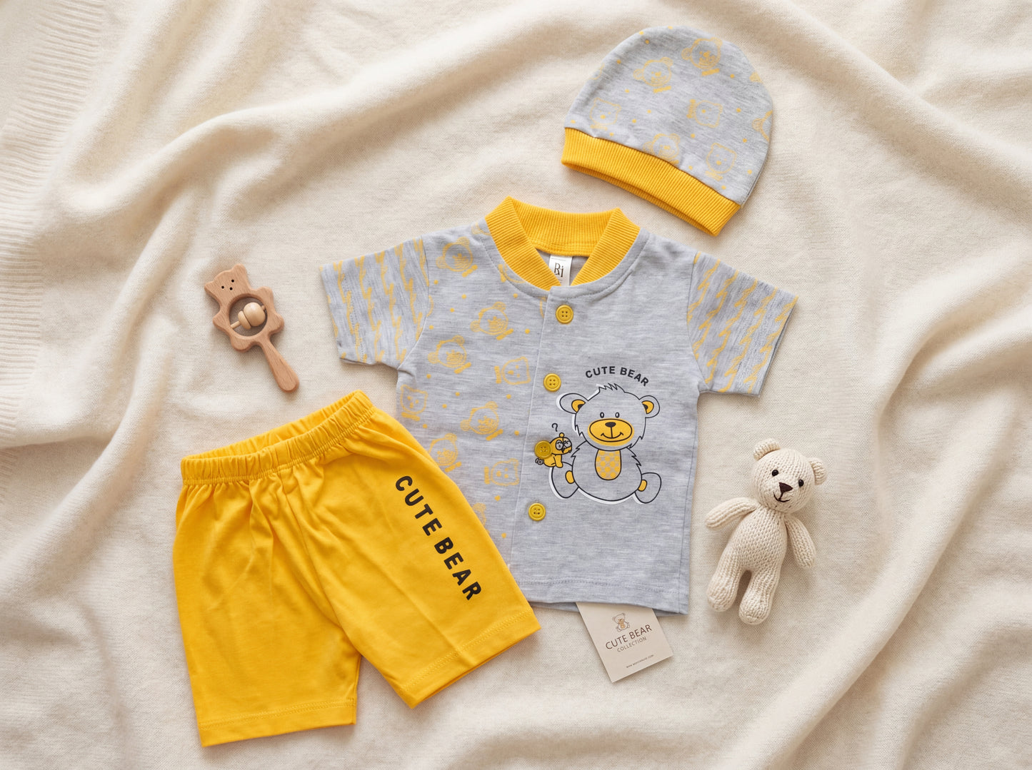Cute Bear 3-Piece Summer Outfit Set
