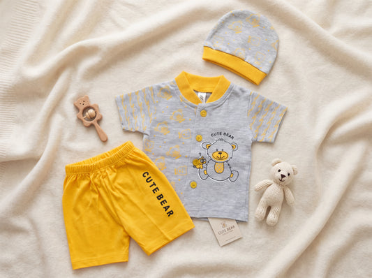 Cute Bear 3-Piece Summer Outfit Set