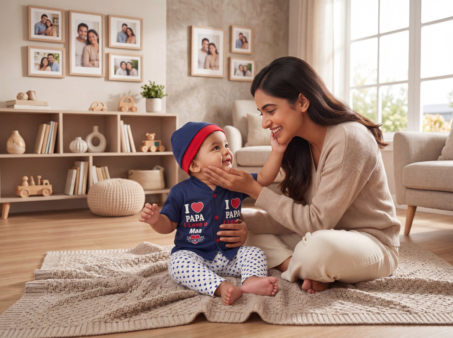 Adorable "I Love Papa & Maa" 3-Piece Baby Suit Set