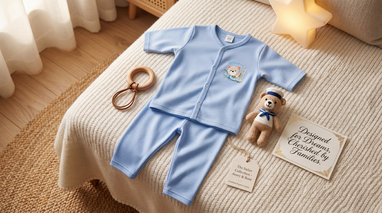 Little Sailor: Cozy Blue 2-Piece Baby Outfit
