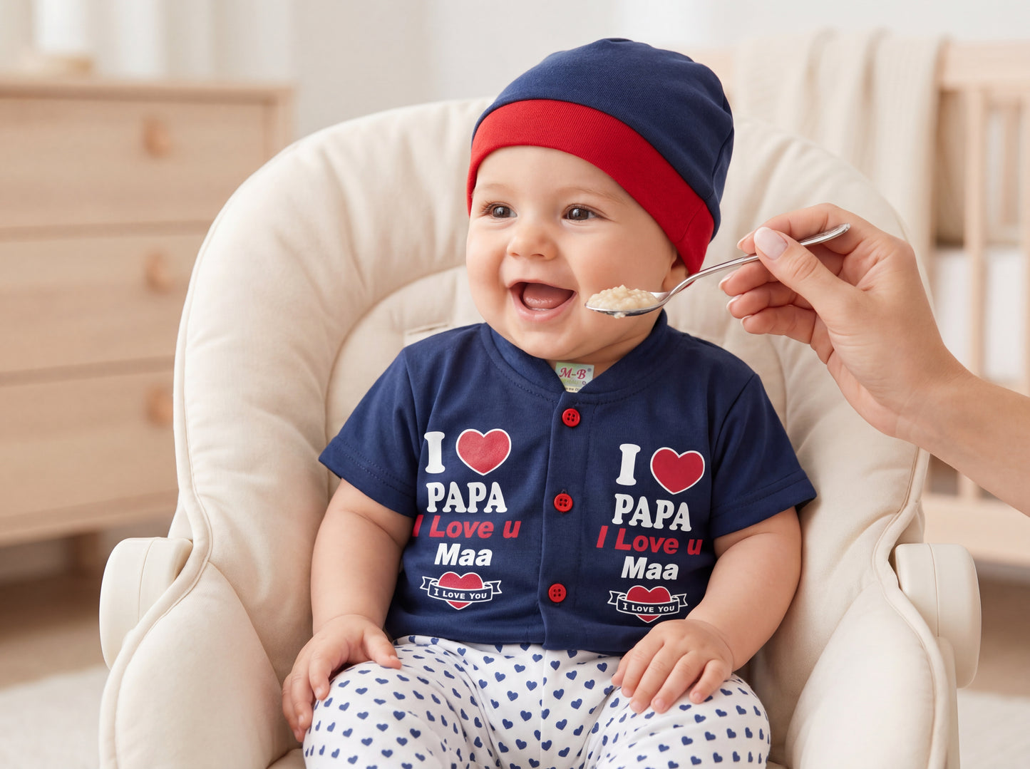Adorable "I Love Papa & Maa" 3-Piece Baby Suit Set