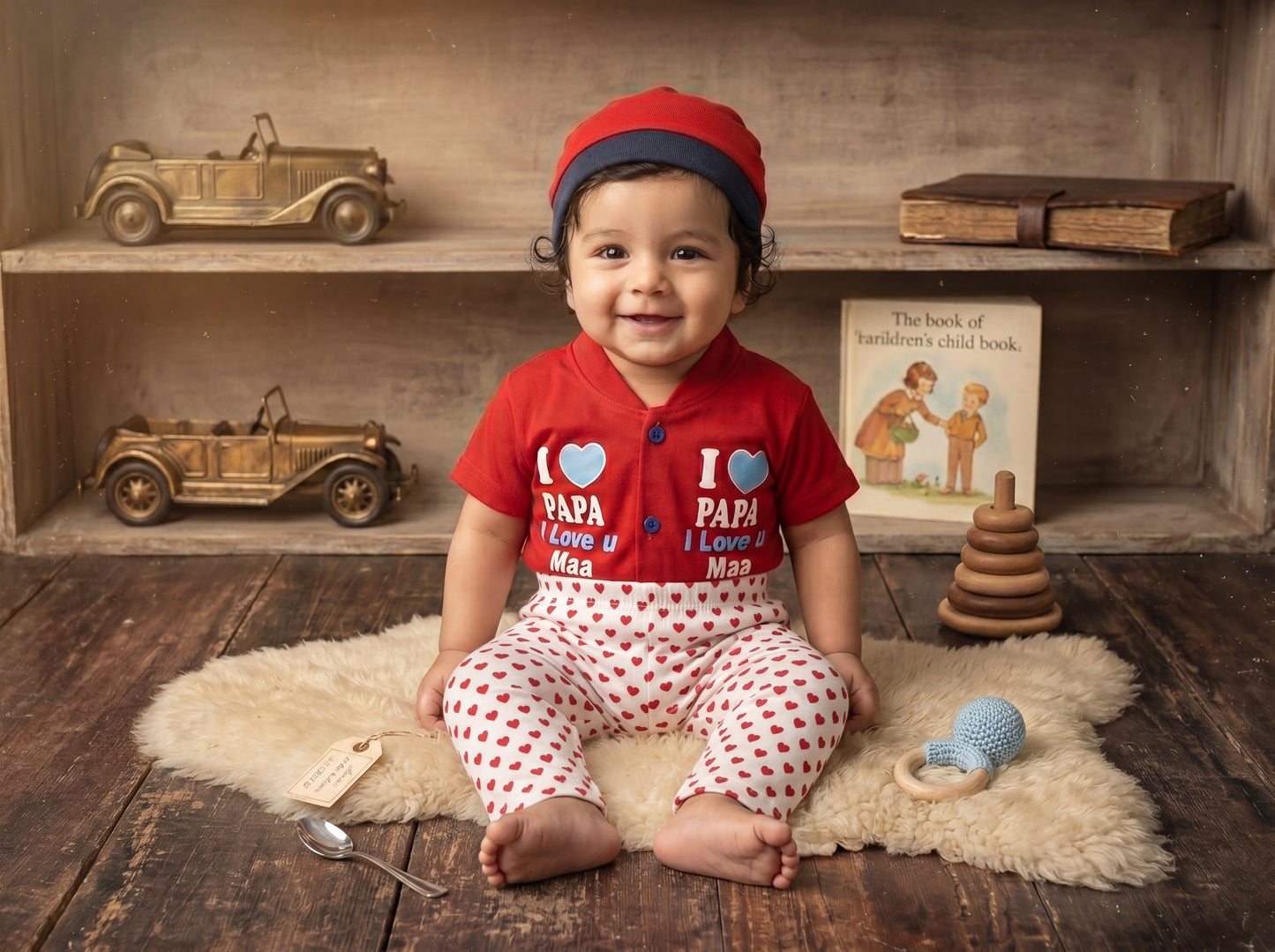 Adorable "I Love Papa & Maa" 3-Piece Baby Suit Set